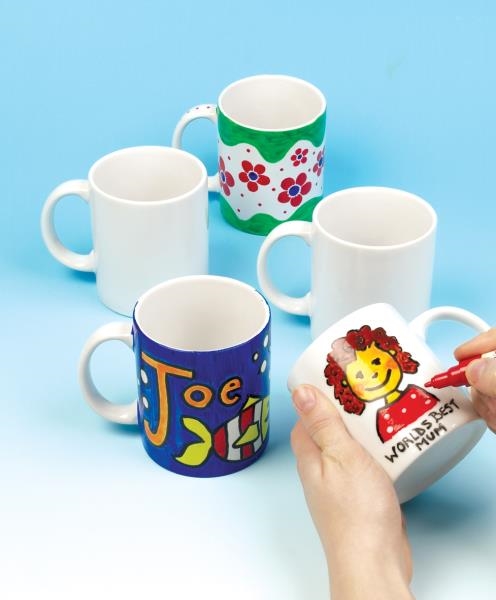 Image sur Mugs en porcelaine à décorer, les 4